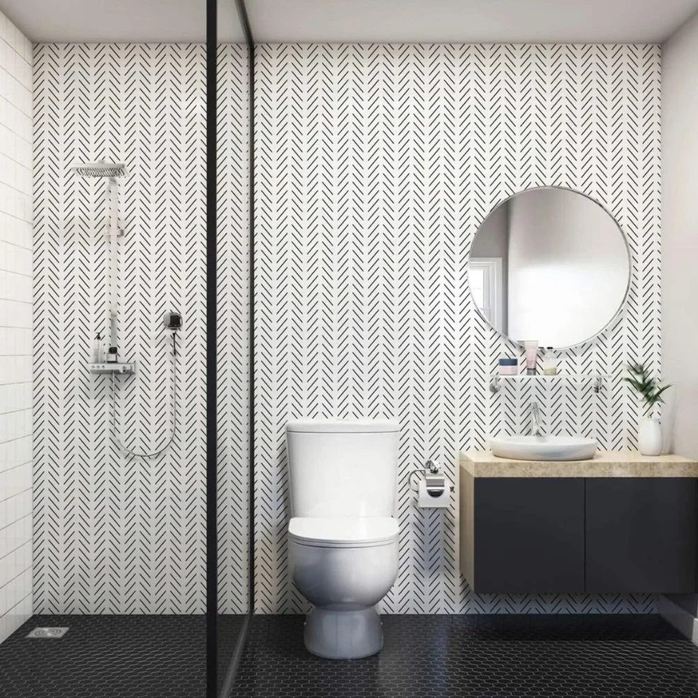 Black and White Peel and Stick‎ Wallpaper Modern Herringbone Contact Paper